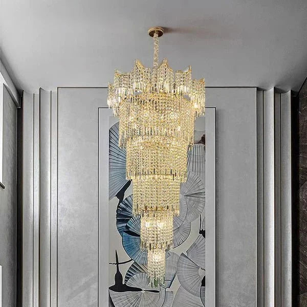 Extra Large Luxury Multi - tiered Crystal Chandelier - GoldD47.2"*H63"casivra