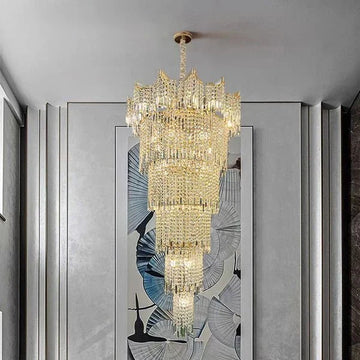 Extra Large Luxury Multi - tiered Crystal Chandelier - GoldD47.2"*H63"casivra