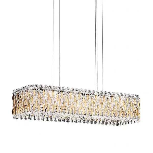 Extra Large Luxury Rectangle Crystal Pendant Chandelier for Living/Dining Room/Kitchen Island - L59.0"*W11.0"*H11.0"Goldcasivra