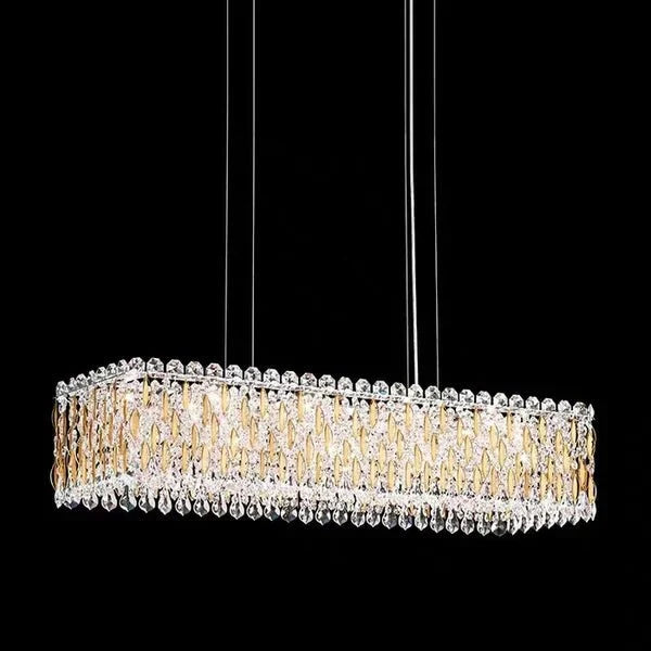 Extra Large Luxury Rectangle Crystal Pendant Chandelier for Living/Dining Room/Kitchen Island - L39.4"*W11.0"*H11.0"Goldcasivra