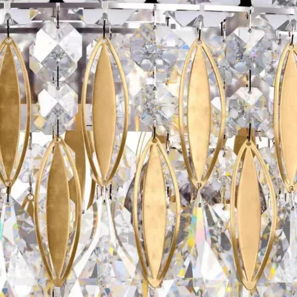 Extra Large Luxury Rectangle Crystal Pendant Chandelier for Living/Dining Room/Kitchen Island - L39.4"*W11.0"*H11.0"Goldcasivra