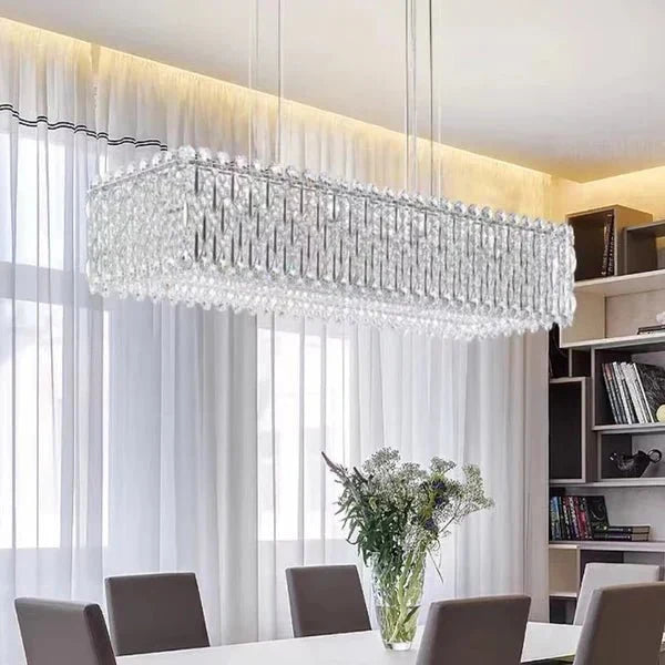Extra Large Luxury Rectangle Crystal Pendant Chandelier for Living/Dining Room/Kitchen Island - L39.4"*W11.0"*H11.0"Goldcasivra