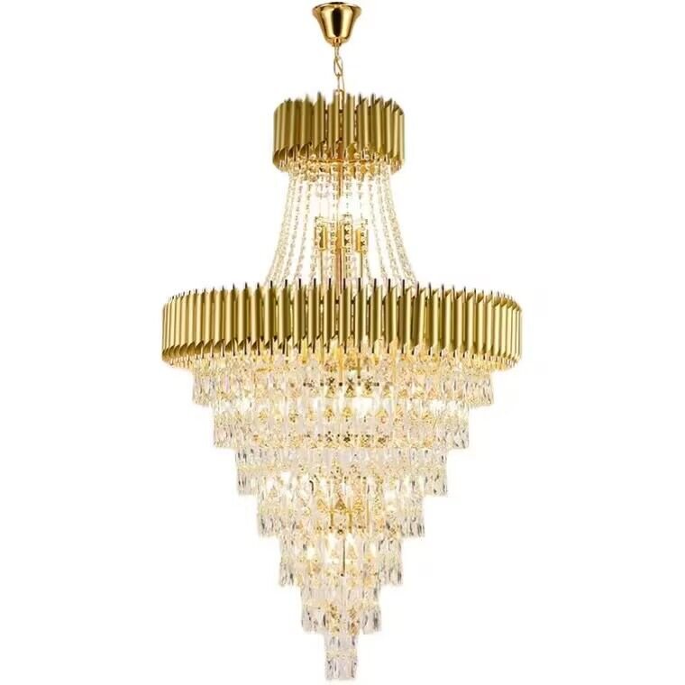Extra Large Modern Multi - layers Gold/Black Light Luxury Crystal Chandelier For 2 - Story Living Room,Foyer - D31.5"*H51.2"Goldcasivra