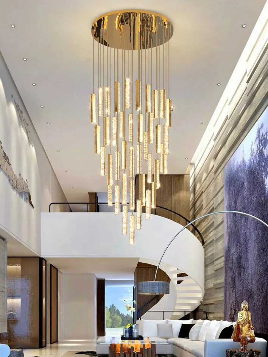 Extra Large Modern Spiral Crystal Ceiling Light Decoration for Staircase/ High Ceiling Living Room/ Hotel Lobby/ Hallway - 25 Lights: D31.5"*H118.0"Warm Lightcasivra