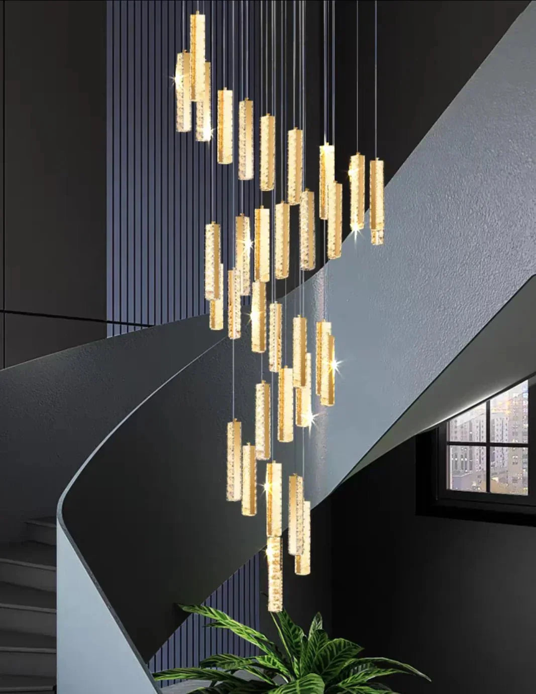 Extra Large Modern Spiral Crystal Ceiling Light Decoration for Staircase/ High Ceiling Living Room/ Hotel Lobby/ Hallway - 25 Lights: D31.5"*H118.0"Warm Lightcasivra