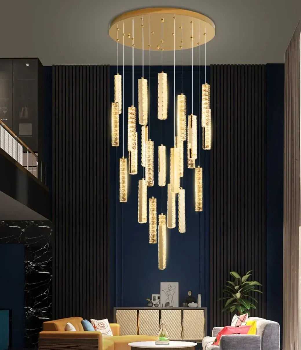 Extra Large Modern Spiral Crystal Ceiling Light Decoration for Staircase/ High Ceiling Living Room/ Hotel Lobby/ Hallway - 25 Lights: D31.5"*H118.0"Warm Lightcasivra