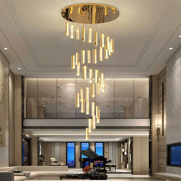 Extra Large Modern Spiral Crystal Ceiling Light Decoration for Staircase/ High Ceiling Living Room/ Hotel Lobby/ Hallway - 25 Lights: D31.5"*H118.0"Warm Lightcasivra