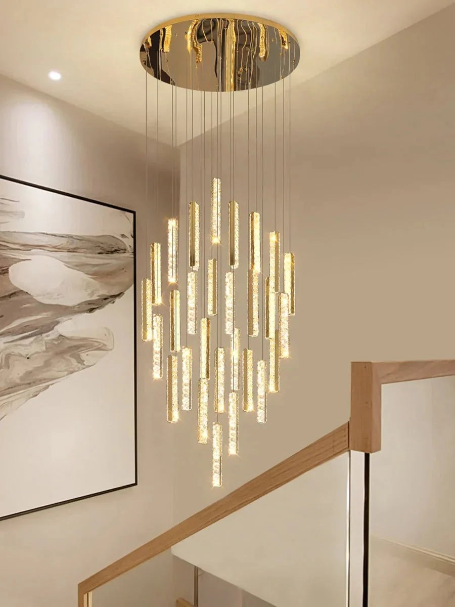 Extra Large Modern Spiral Crystal Ceiling Light Decoration for Staircase/ High Ceiling Living Room/ Hotel Lobby/ Hallway - 25 Lights: D31.5"*H118.0"Warm Lightcasivra