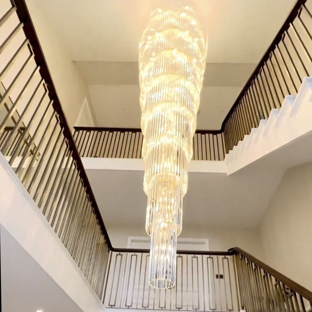 Extra Large Multi - layers Long Golden Crystal Chandelier for 2 - Storey/Duplex Buildings/Dining Room/Staircase - D 31.5"*H 126"casivra