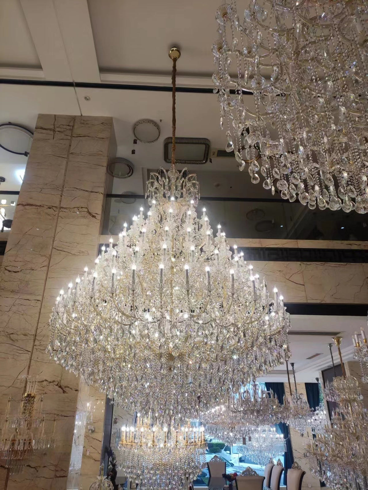 Extra Large Multi - tiered Candle Light Crystal Chandelier for Hotel/Restaurant - 105 Lights/D78.7"*H102.4"/241kgChromeWhite Lightcasivra