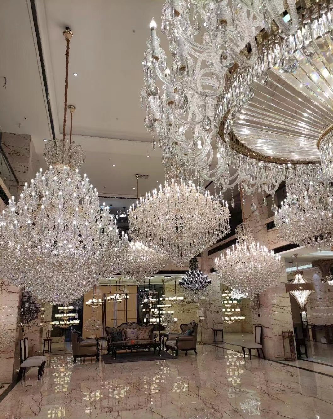 Extra Large Multi - tiered Candle Light Crystal Chandelier for Hotel/Restaurant - 105 Lights/D78.7"*H102.4"/241kgChromeWhite Lightcasivra