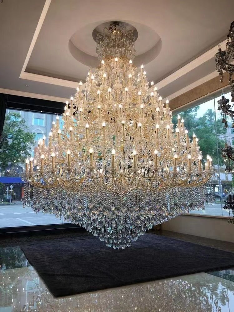 Extra Large Multi - tiered Candle Light Crystal Chandelier for Hotel/Restaurant - 105 Lights/D78.7"*H102.4"/241kgChromeWhite Lightcasivra