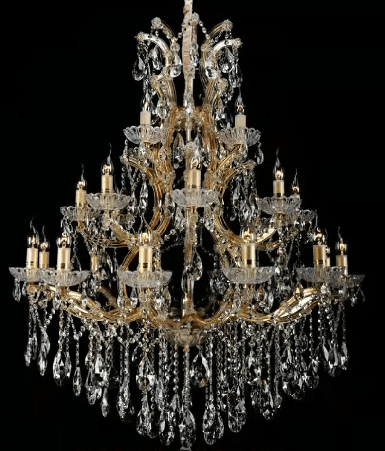 Extra Large Multi - tiered Candle Light Crystal Chandelier for Hotel/Restaurant - 24 Lights/D39.4"*H51.2"/50kgGoldWhite Lightcasivra