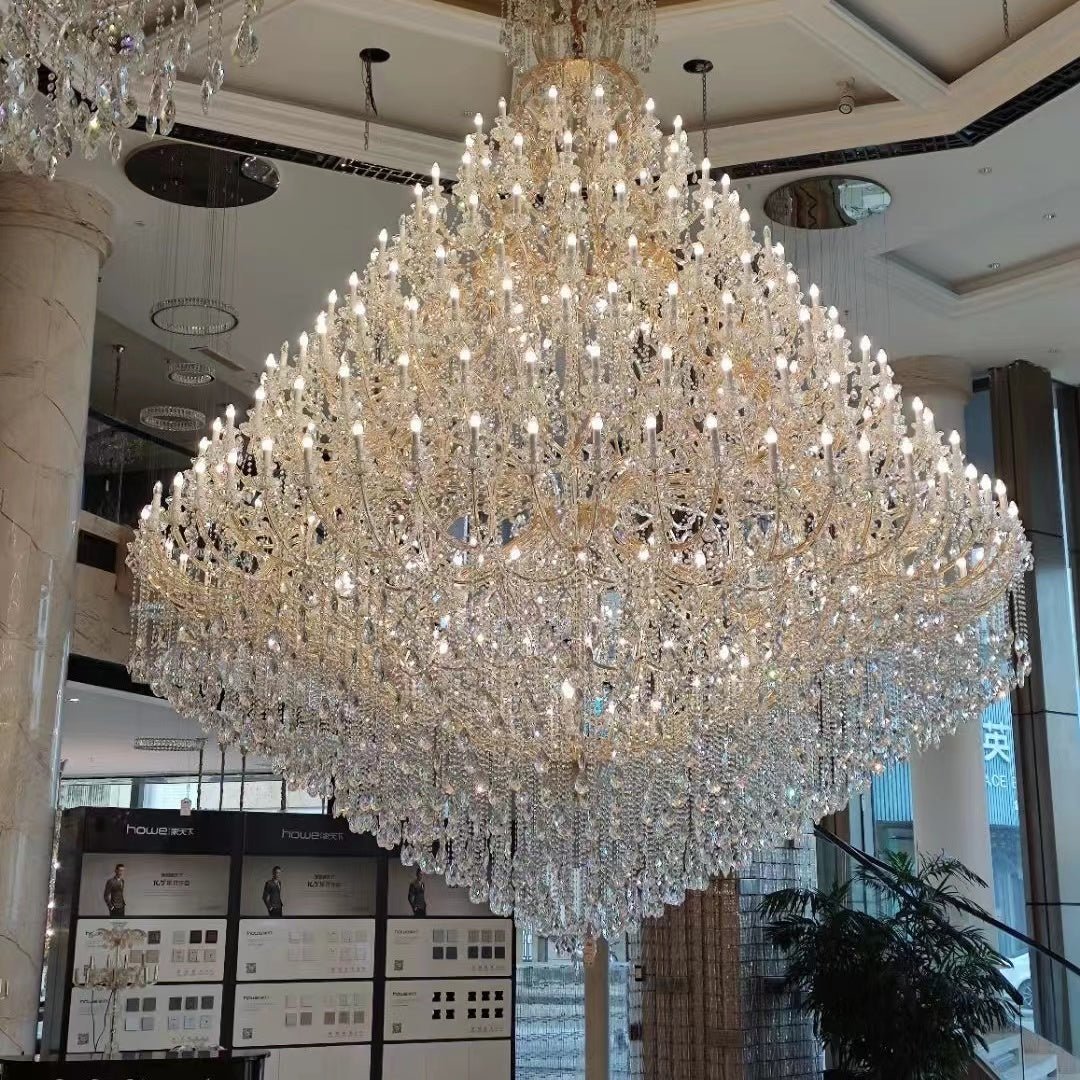 Extra Large Multi - tiered Candle Light Crystal Chandelier for Hotel/Restaurant - 24 Lights/D39.4"*H51.2"/50kgGoldWarm Lightcasivra