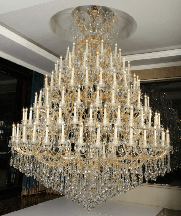 Extra Large Multi - tiered Candle Light Crystal Chandelier for Hotel/Restaurant - 186 Lights/D118.1"*H157.5"/580kgGoldWarm Lightcasivra