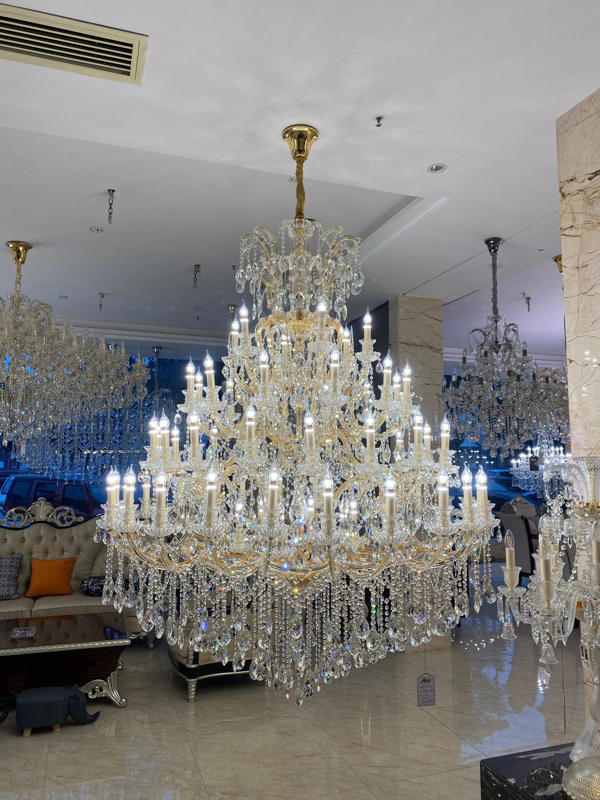 Extra Large Multi - tiered Candle Light Crystal Chandelier for Hotel/Restaurant - 24 Lights/D39.4"*H51.2"/50kgGoldWarm Lightcasivra