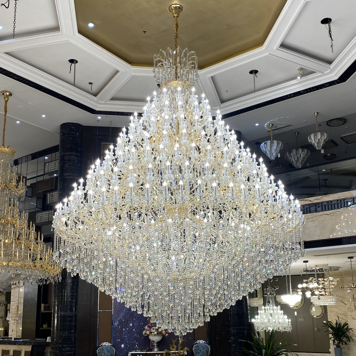 Extra Large Multi - tiered Candle Light Crystal Chandelier for Hotel/Restaurant - 24 Lights/D39.4"*H51.2"/50kgGoldWarm Lightcasivra