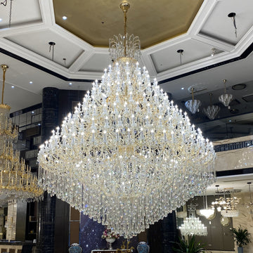 Extra Large Multi - tiered Candle Light Crystal Chandelier for Hotel/Restaurant - 24 Lights/D39.4"*H51.2"/50kgGoldWarm Lightcasivra