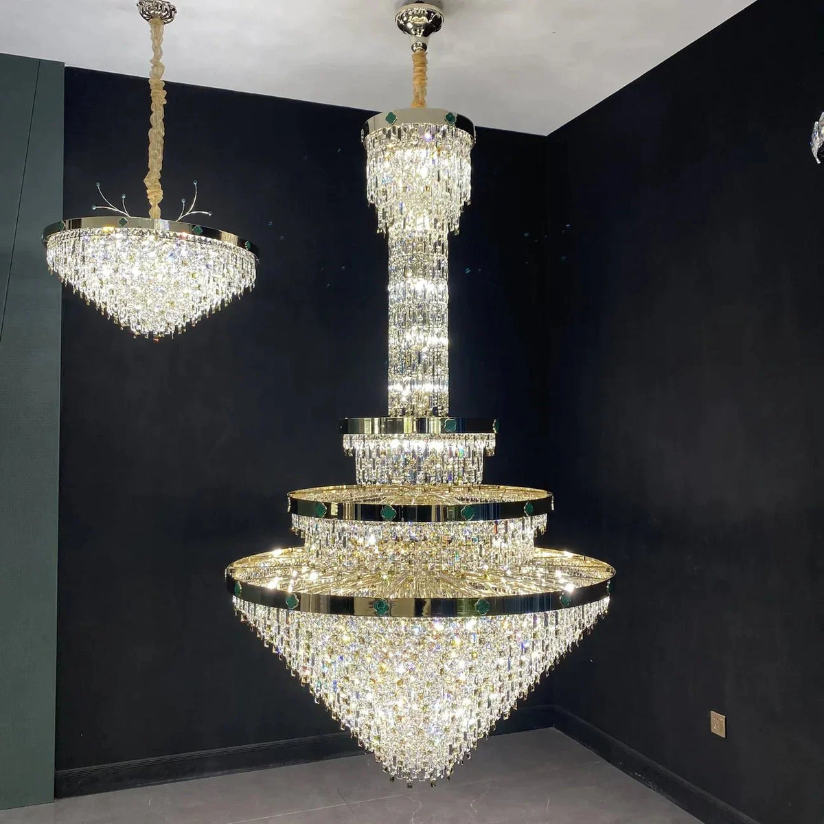 Extra Large New 3-layers Conical Creative Crystal Chandelier For High-ceiling Foyer/Hallway/Entryway-Chandeliers-casivra-casivra