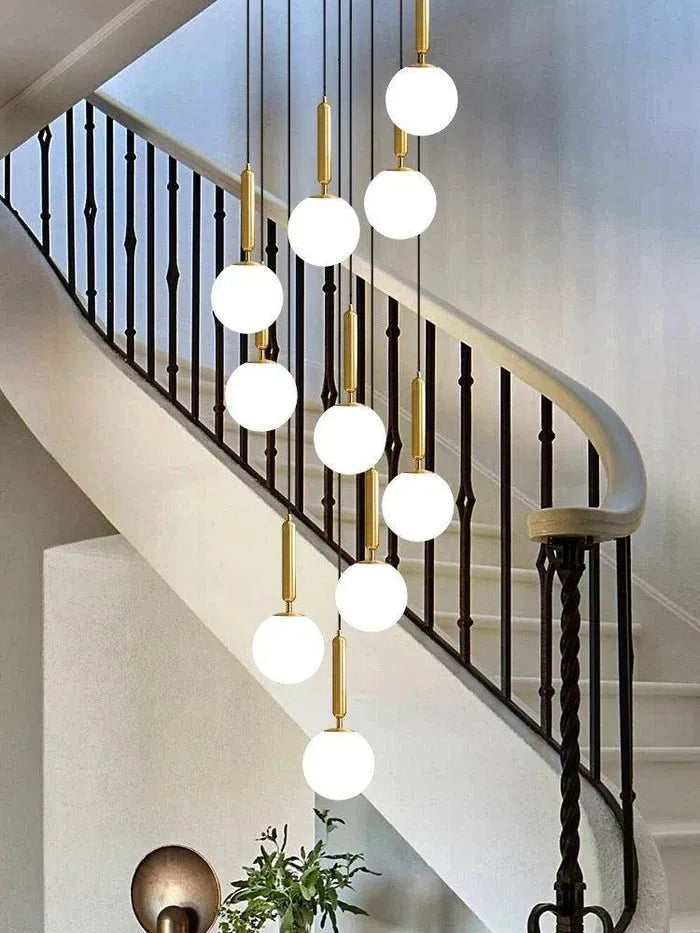 Extra Large Nordic Minimalist Long Pendant Light for Spiral Staircase/High - ceiling Room - 6 Lights/D15.7"*H59"BlackWarm Lightcasivra