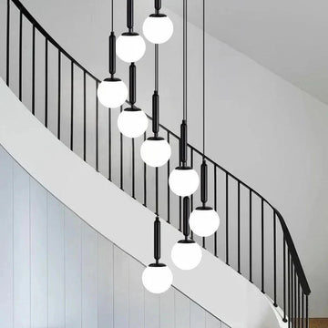 Extra Large Nordic Minimalist Long Pendant Light for Spiral Staircase/High - ceiling Room - 6 Lights/D15.7"*H59"BlackWarm Lightcasivra