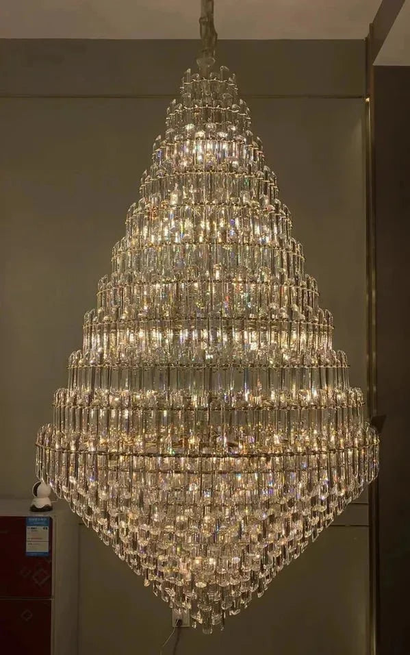 Extra Large Oversized Multi - tiered Crystal Chandelier - D23.6" *H35.4"Champagne Goldcasivra