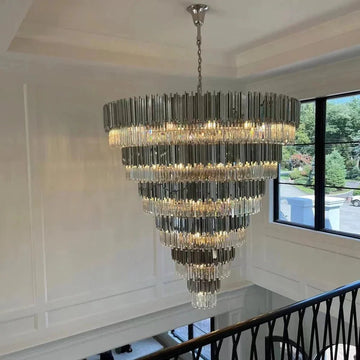 Extra Large Round Cone Tiered Crystal Chandelier for Foyer/Enterway/Living Room - D43"*H47"/117.2kgWarm Lightcasivra
