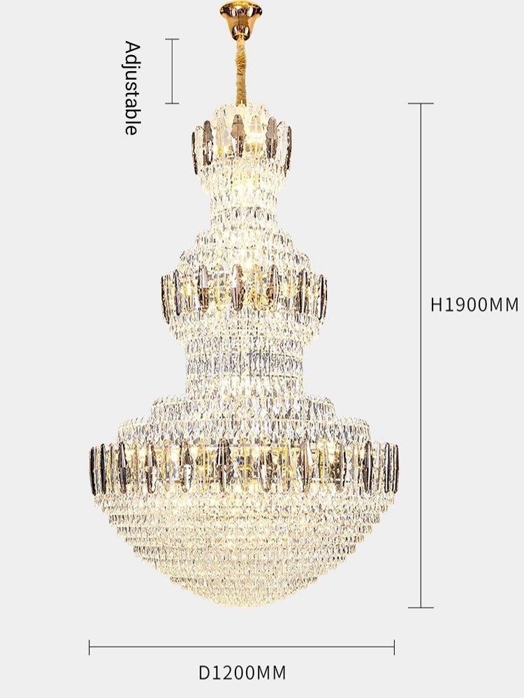 Extra Large Round Crystal Chandelier Luxury Foyer High Ceiling Light Fixture For Living Room/ Hotel Hall Entrance - D39.4"*H63"/ 30 LightsWhite Lightcasivra