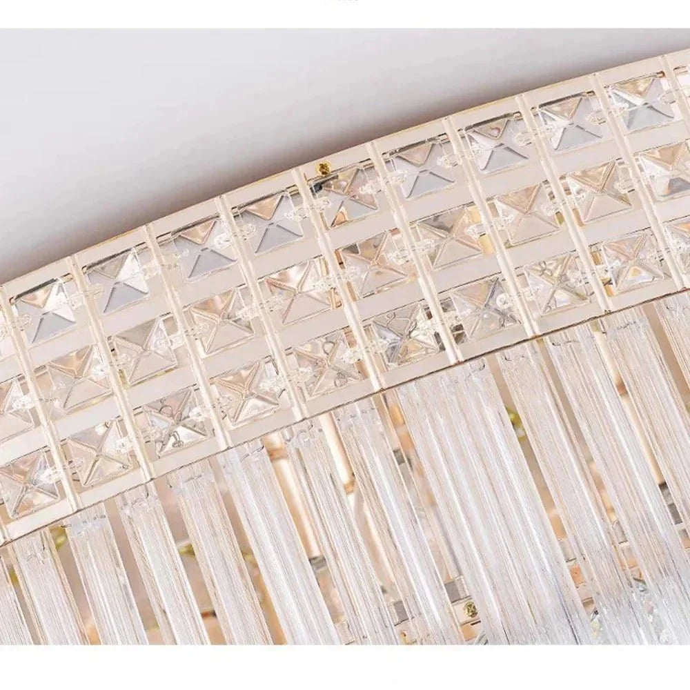 Extra Large Three Layers Round Luxury Flush Mounted Crystal Chandelier for Living Room - D31.5"*H14.2"Warm Lightcasivra