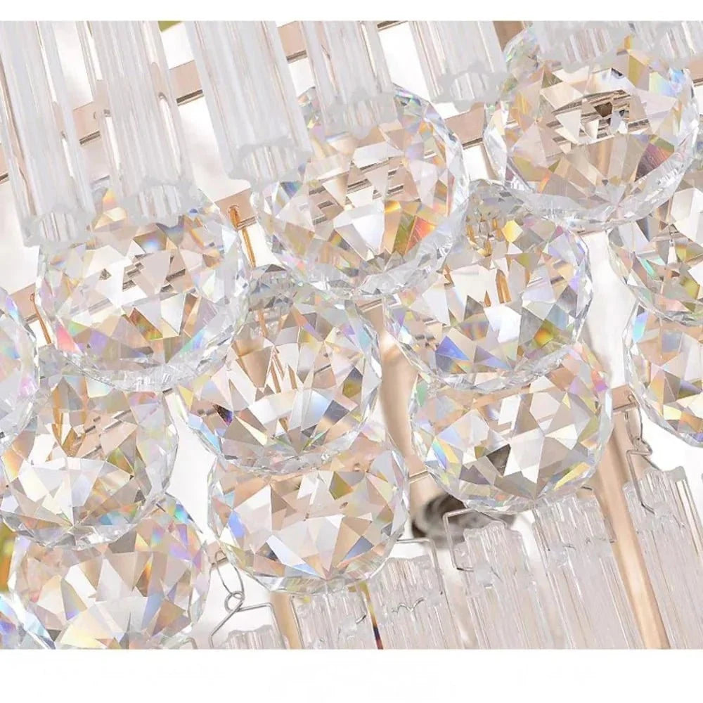 Extra Large Three Layers Round Luxury Flush Mounted Crystal Chandelier for Living Room - D31.5"*H14.2"Warm Lightcasivra