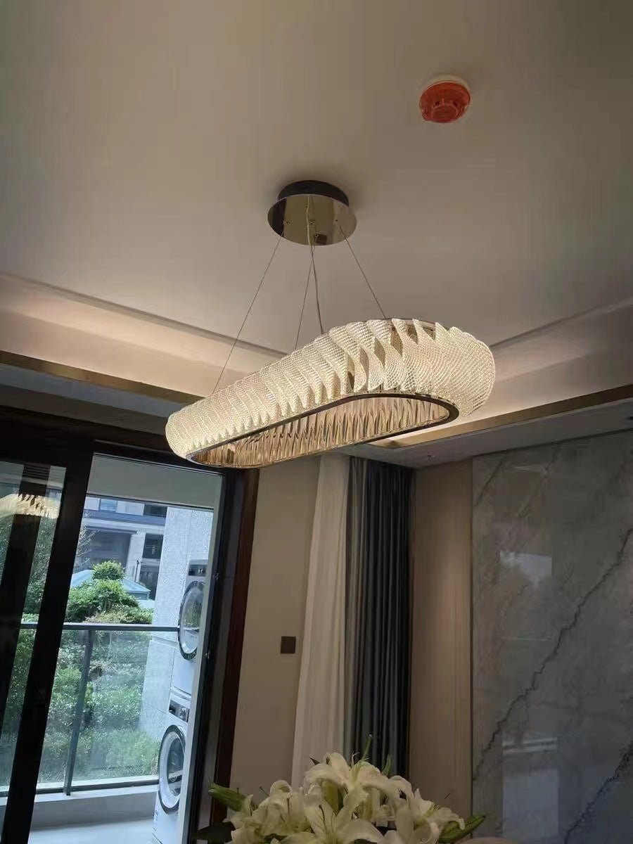 Extra Large Tiers Modern Stainless Steel Oval Chandelier for Dining Room/Kitchen Island/Big Entrys - L47.2"*H4.7"casivra