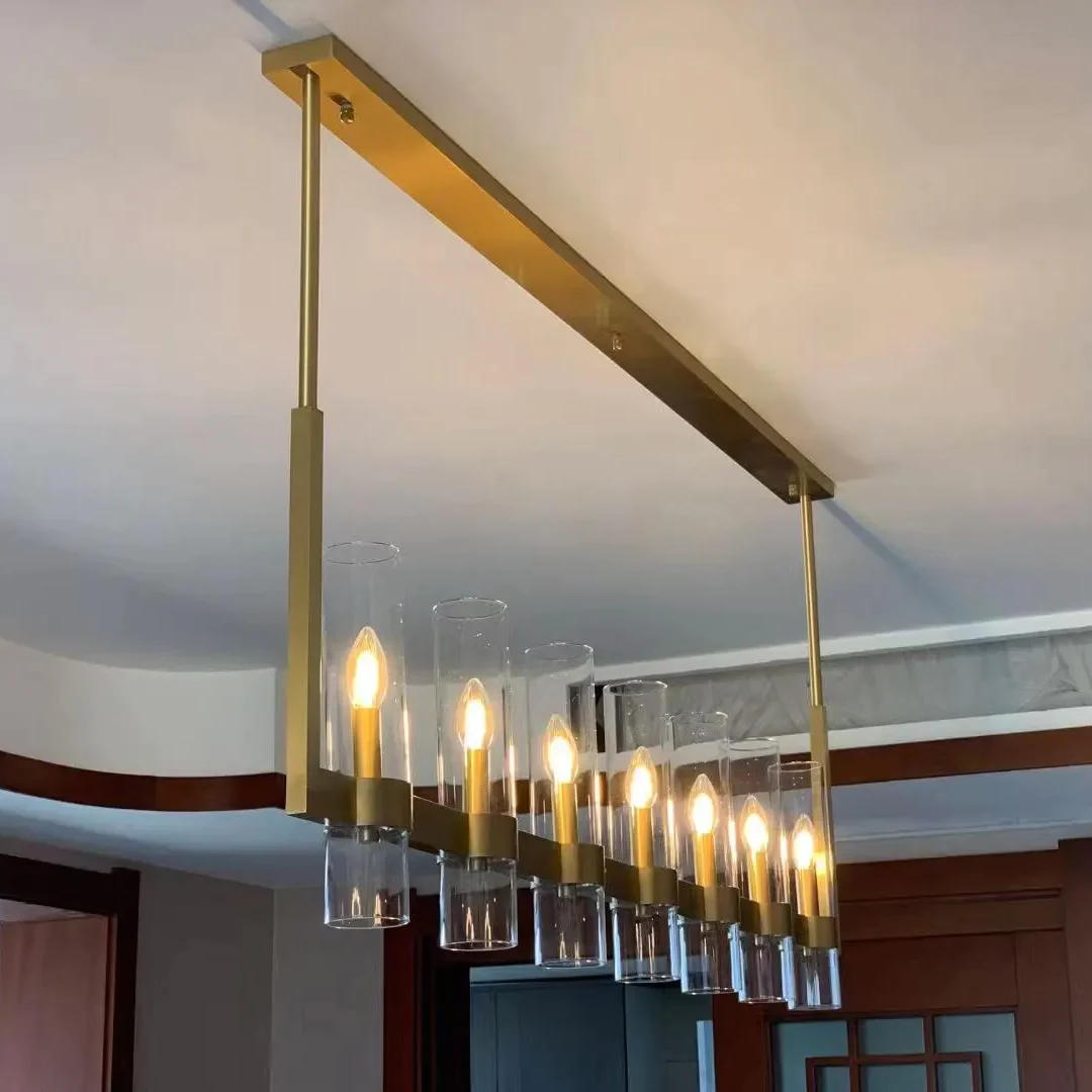Ravelle Clear Glass Linear Chandelier 73"