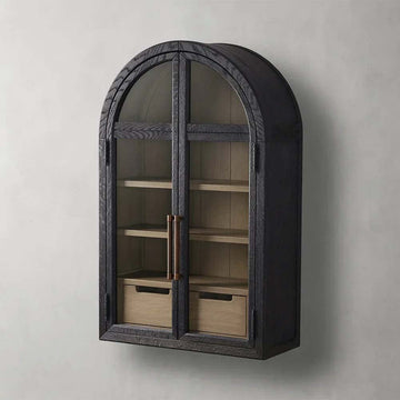 Hattie Medi Century Style Wall Mounted Storage Cabinet Wood Arched Drawers Cabinet