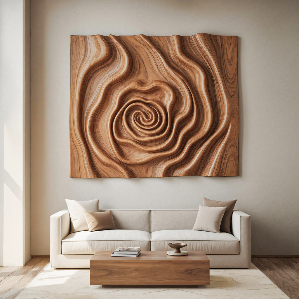 Organic Wall Sculpture With Spiral Design For Living Room