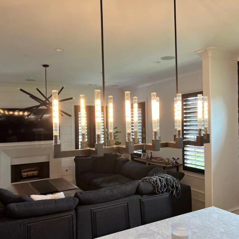 Cannele Ribbed Glass Linear Chandelier 67"