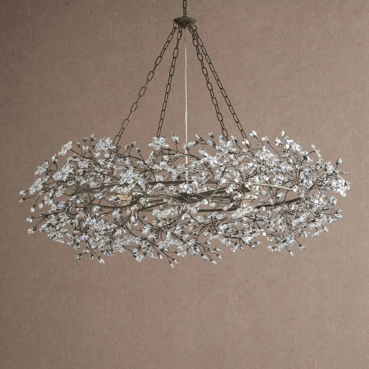 Fiore Crown Crystal Branch Chandelier 39" 48" 60“ - Brass/Amber60"casivra