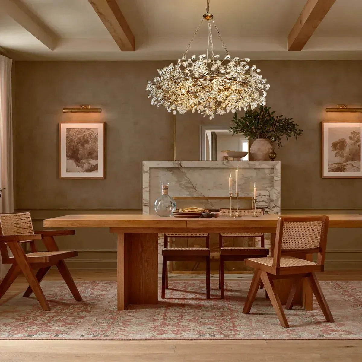 Foglia Crown Crystal Branch Chandelier in crystal - dining room lighting