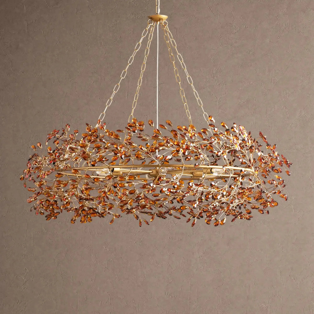 Foglia Crown Crystal Branch Chandelier 39" 48" 60“ - Gold60"casivra