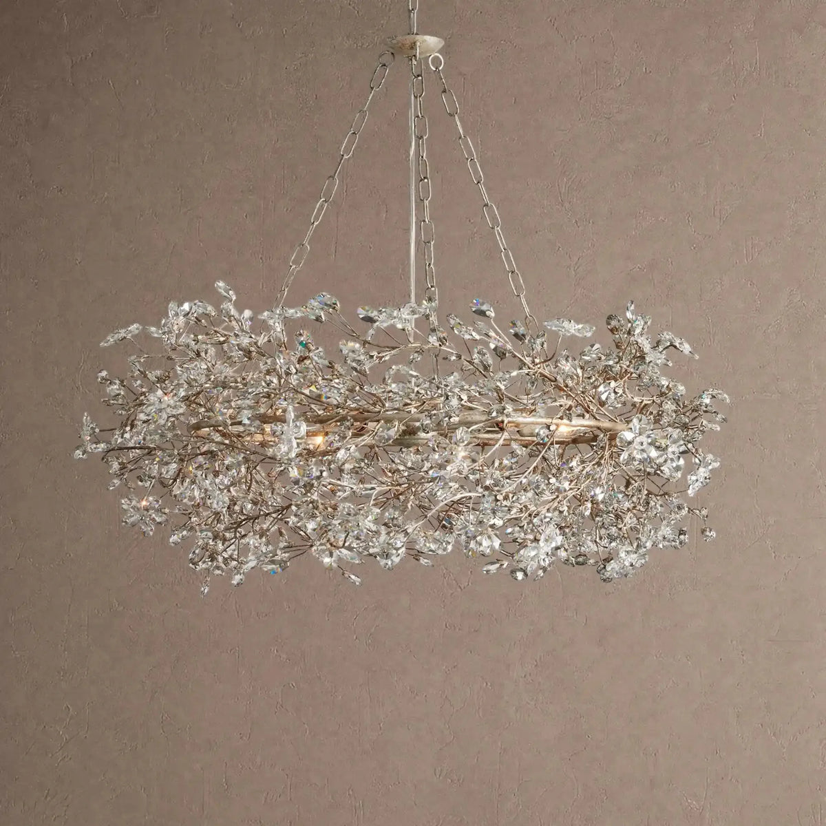 Foglia Crown Crystal Branch Chandelier 39" 48" 60“ - Gold39"casivra