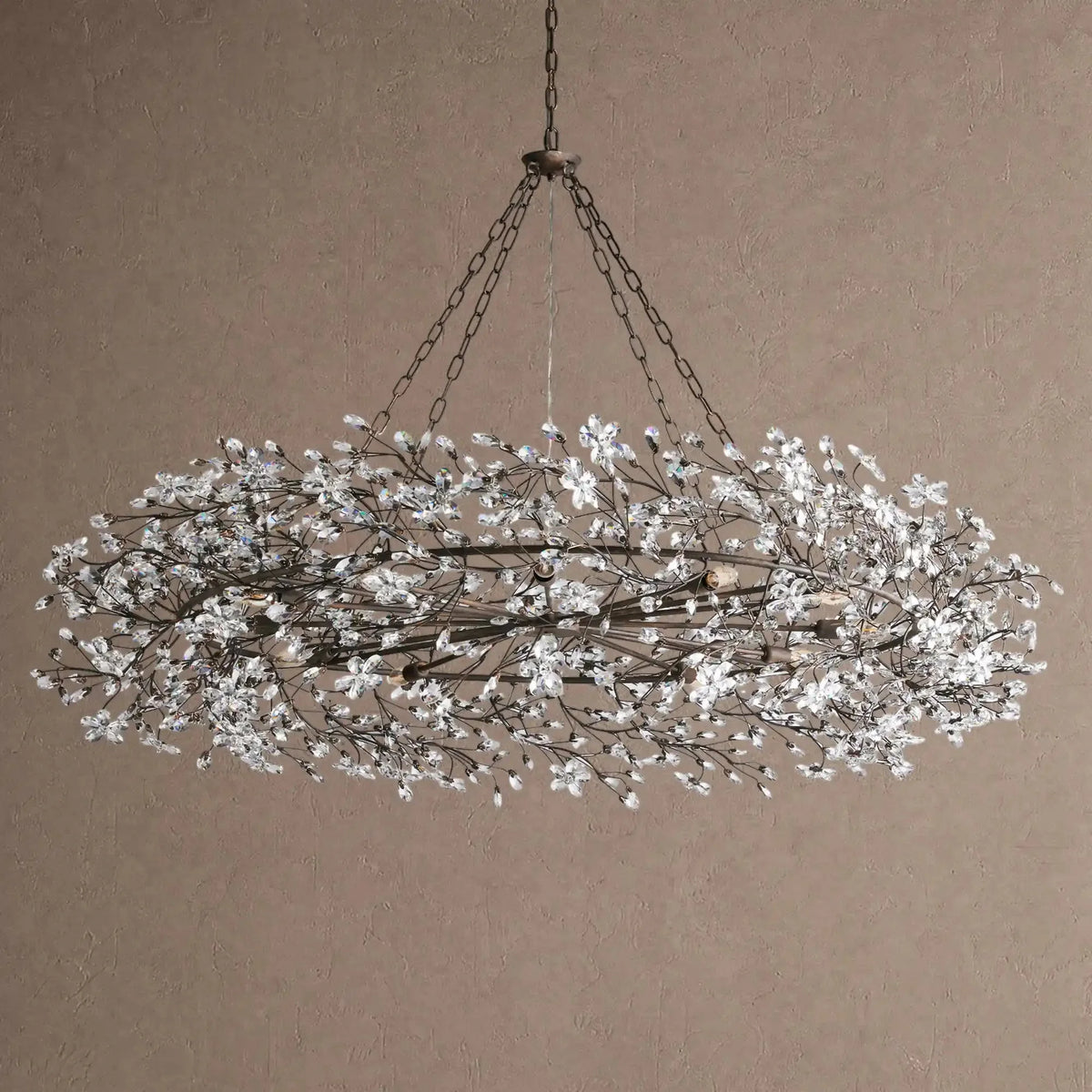 Fiore Crown Crystal Branch Chandelier 39" 48" 60“ - Brass/Amber60"casivra