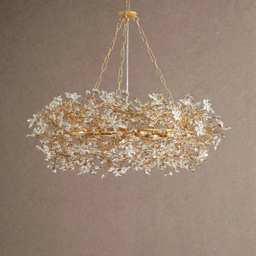 Foglia Crown Crystal Branch Chandelier 39" 48" 60“ - Gold39"casivra