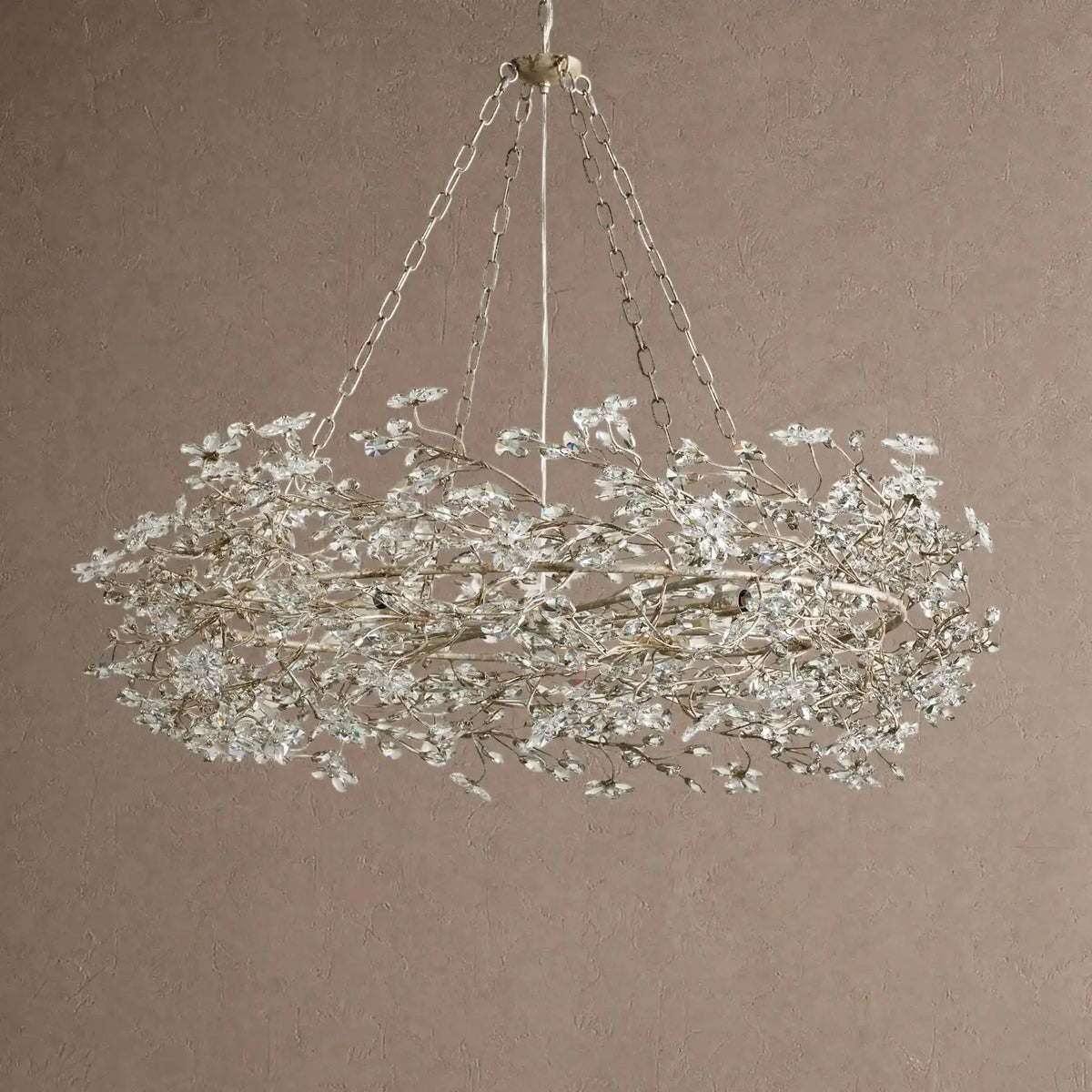 Foglia Crown Crystal Branch Chandelier 39" 48" 60“ - Silver39"casivra