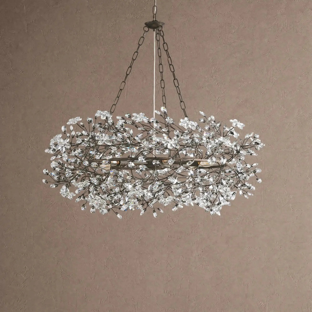 Foglia Crown Crystal Branch Chandelier 39" 48" 60“ - Gold39"casivra