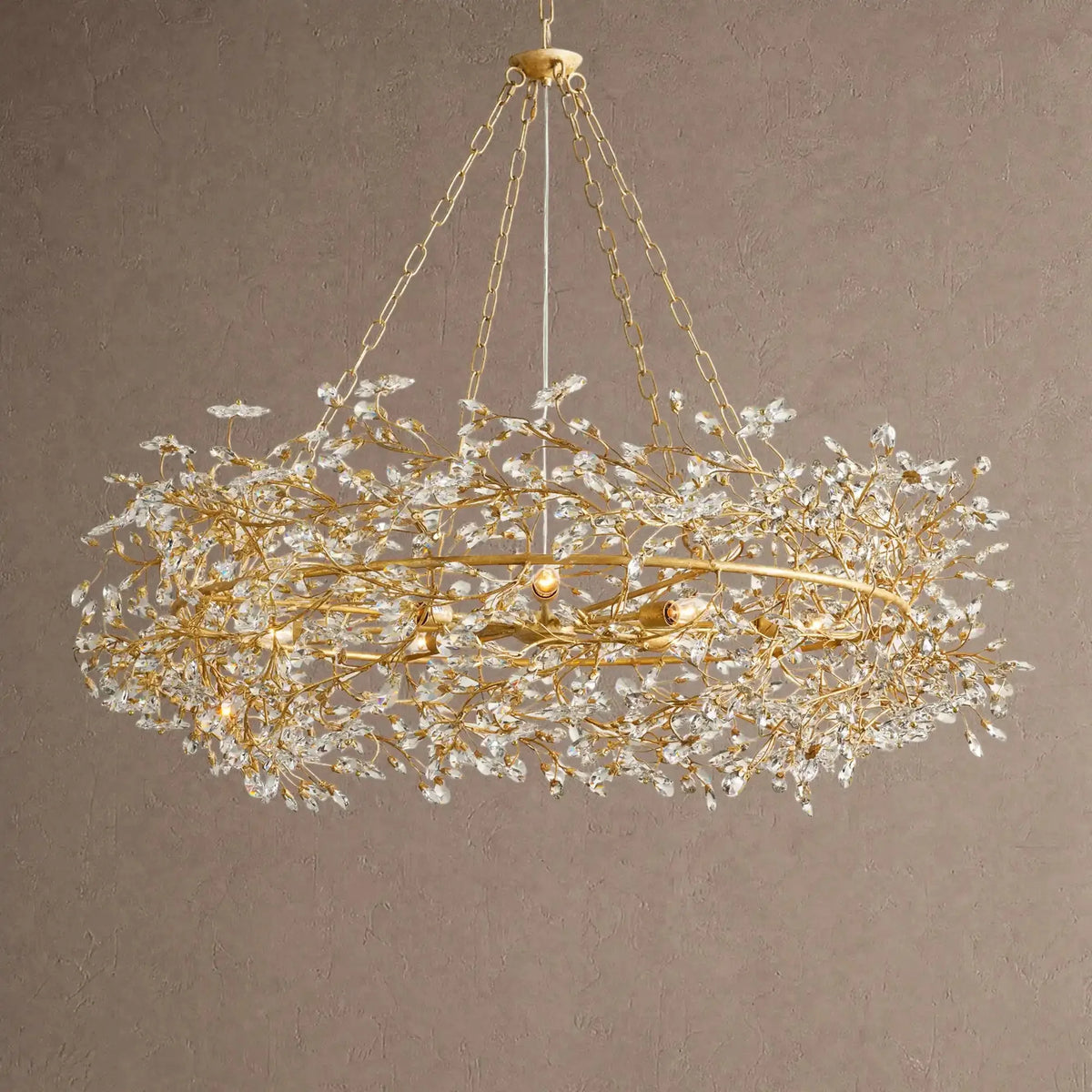Foglia Crown Crystal Branch Chandelier 39" 48" 60“ - Gold48"casivra