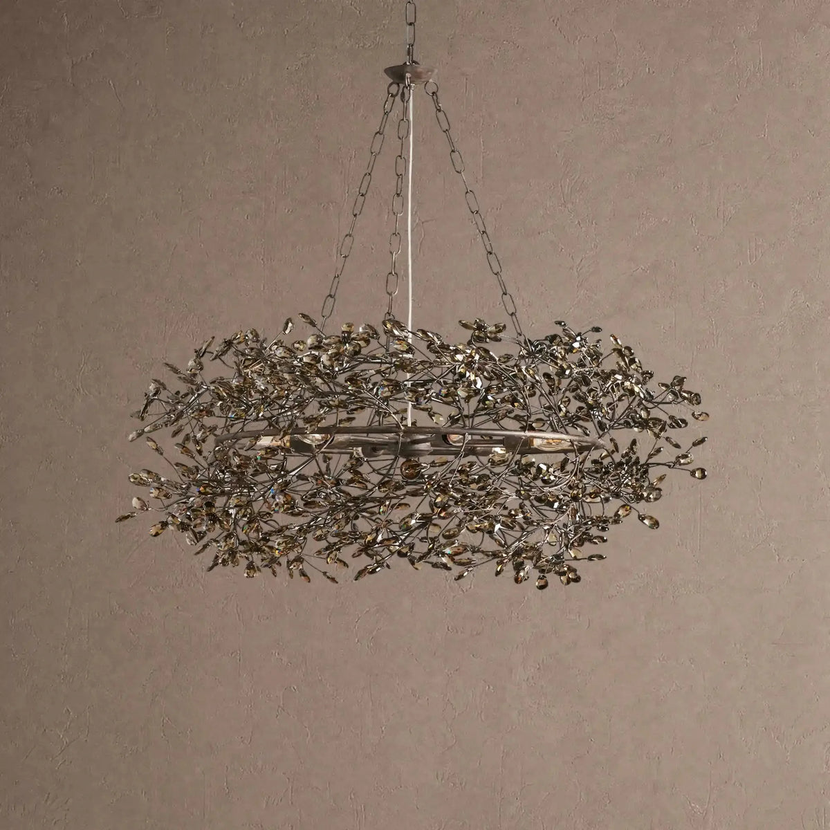 Foglia Crown Crystal Branch Chandelier 39" 48" 60“ - Black/Smoke48"casivra