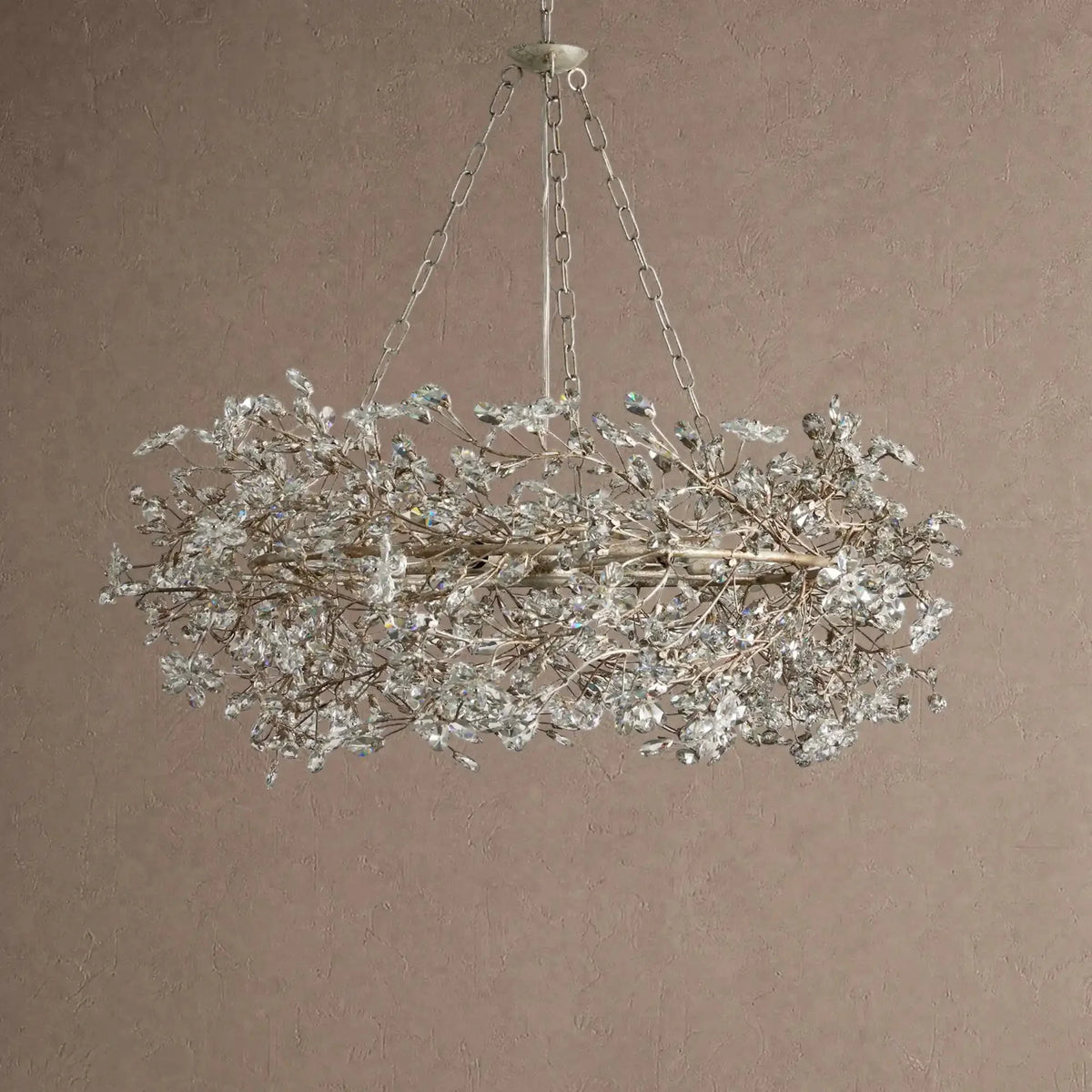 Foglia Crown Crystal Branch Chandelier 39" 48" 60“ - Silver39"casivra