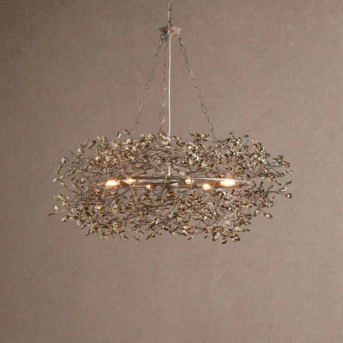 Foglia Crown Crystal Branch Chandelier 39" 48" 60“ - Black/Smoke39"casivra