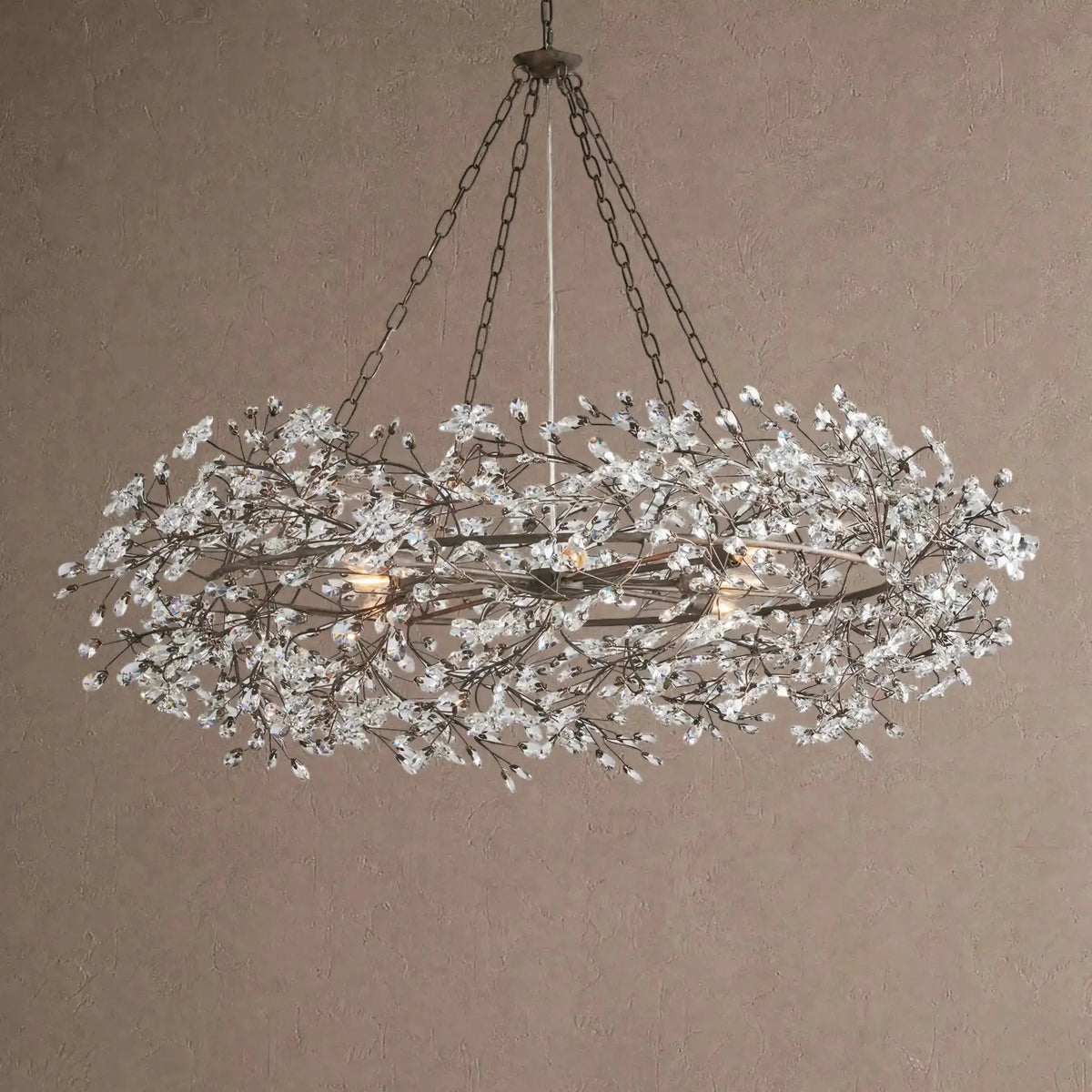 Foglia Crown Crystal Branch Chandelier 39" 48" 60“ - Black48"casivra