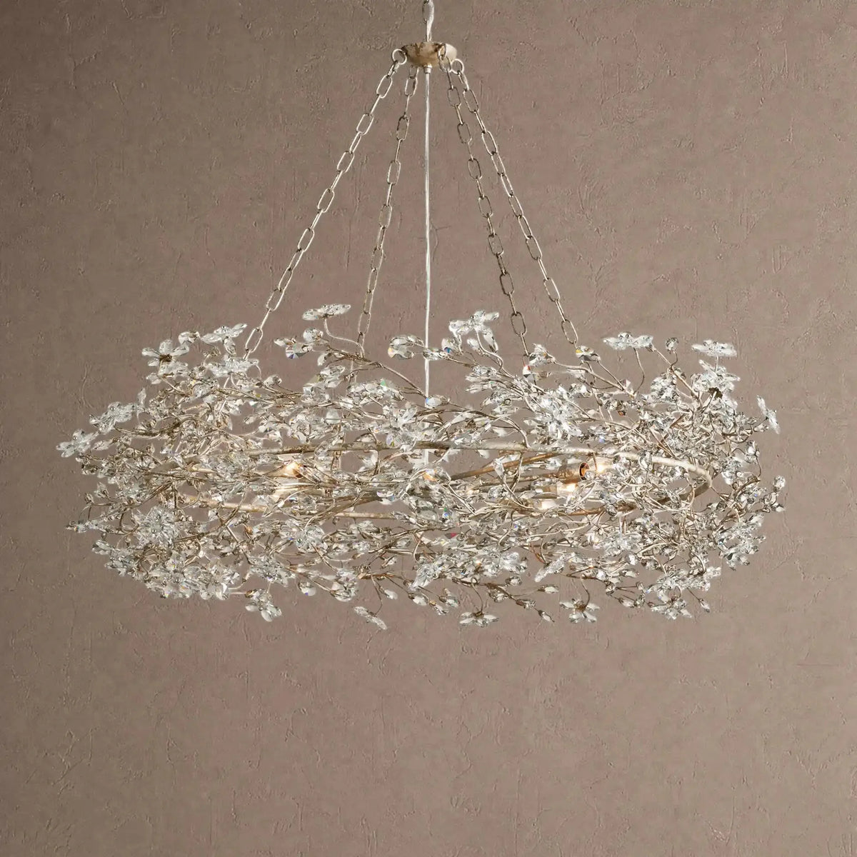 Foglia Crown Crystal Branch Chandelier 39" 48" 60“ - Silver48"casivra