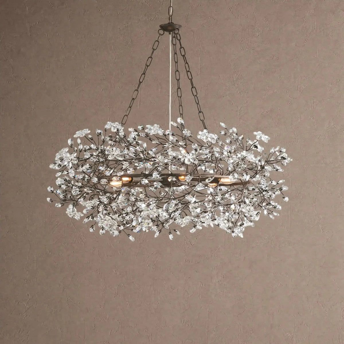 Foglia Crown Crystal Branch Chandelier 39" 48" 60“ - Black39"casivra